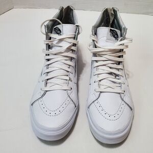 Vans Sk8 High White Leather Shoes Unisex Men's 8